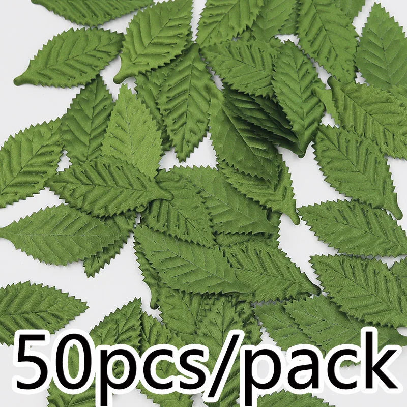 50Pcs Silk Screen Simulated Leaves 6cm | DIY Craft Decor