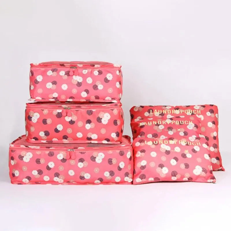 Large Six Piece Travel Storage Bag Classification Set Storage Bag Business Travel Clothing Storage Bag Storage Bag Peaceful Pleasures Health and Wellness flower 6pcs