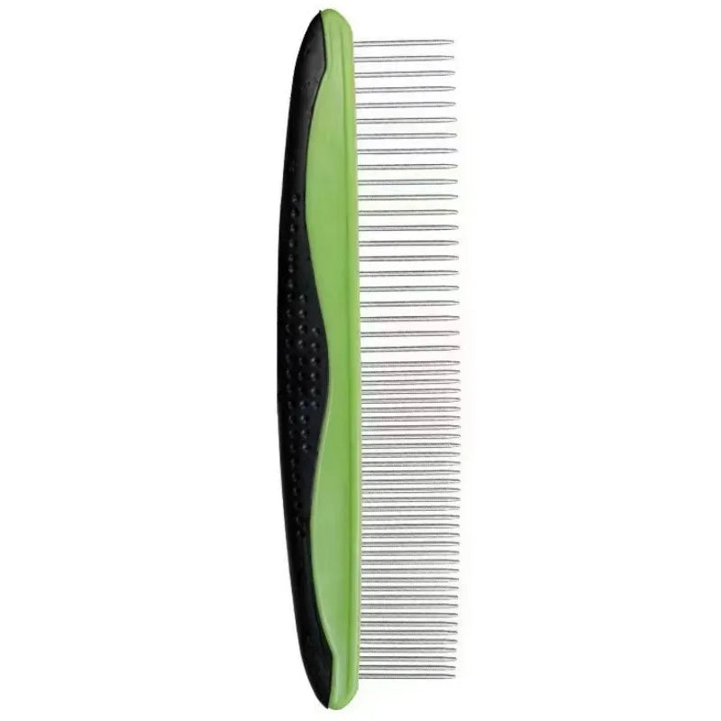 Stainless Steel Dog & Cat Grooming Comb | Detangling Massage Pet Grooming Comb Peaceful Pleasures Health and Wellness green