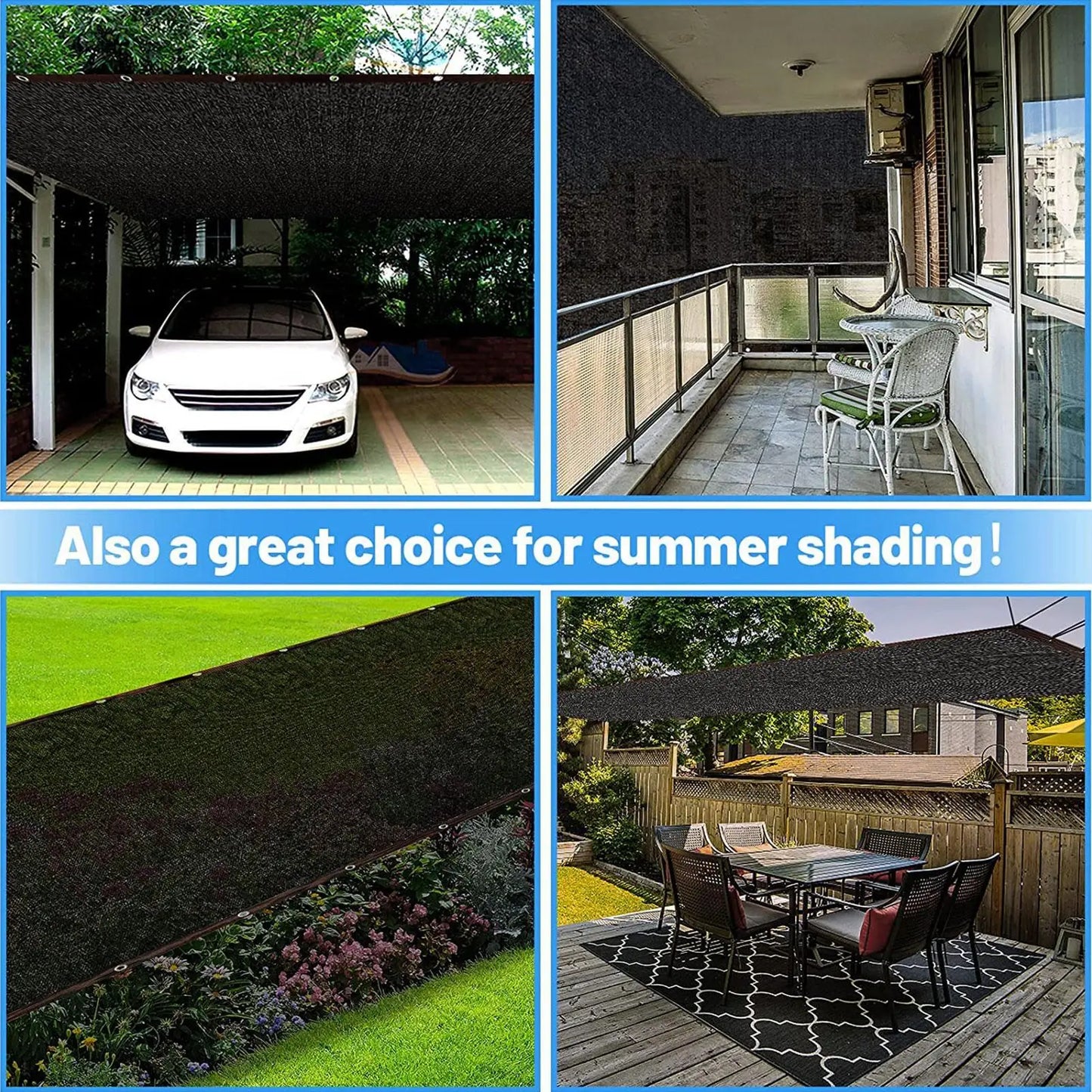 Black Shade Cloth Mesh Cover w/ Grommets | Pool, Patio & Garden