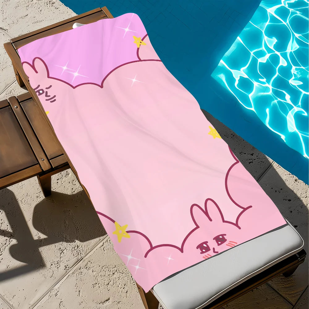 Pink Rabbit Quick-Dry Beach Towel | Soft Cartoon Pool Towel Quick-Dry Beach Towel Peaceful Pleasures Health and Wellness z3 STJ40x70CM