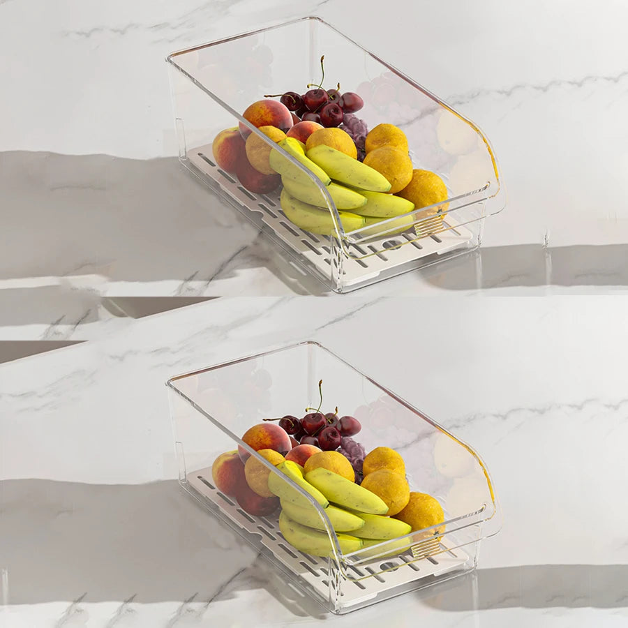 Clear Fridge Organizer Bins with Handle – Refrigerator, Freezer, Kitchen Cabinet & Pantry Organization Storage