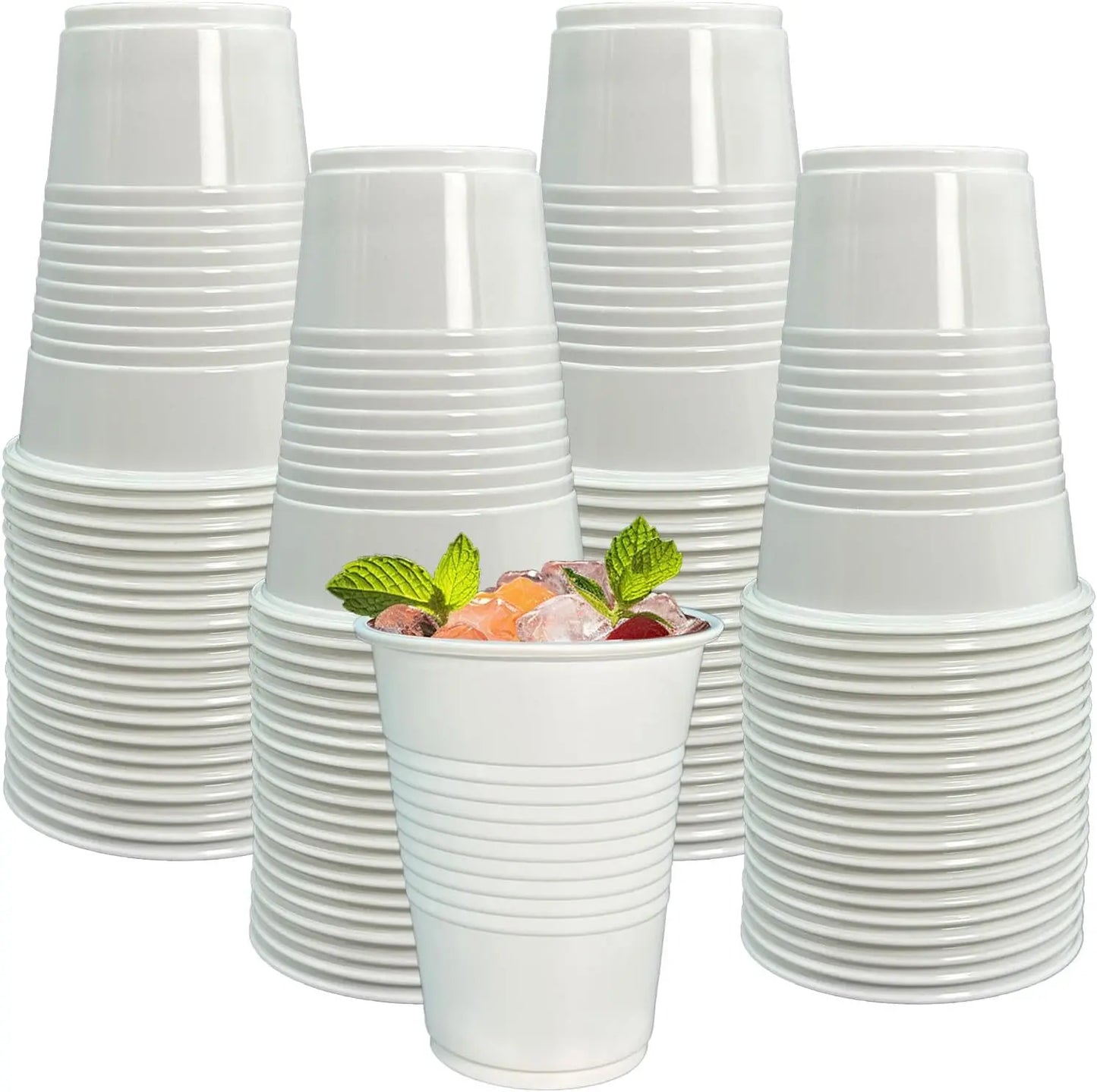 Multiple Plastic Cups, Disposable Cups, Party Cups, Suitable for Graduation Ceremonies, Beverages, Soda, Juice, Picnics. Peaceful Pleasures Health and Wellness 50PCS White 480 ml