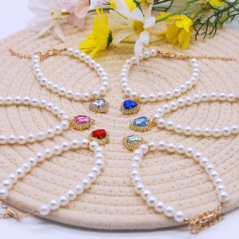 New Cat Collar Decoration Pet Cute Exquisite Neck Kitten Adjustable Summer Cat Necklace High Simulation Pearls Pet Supplies Peaceful Pleasures Health and Wellness