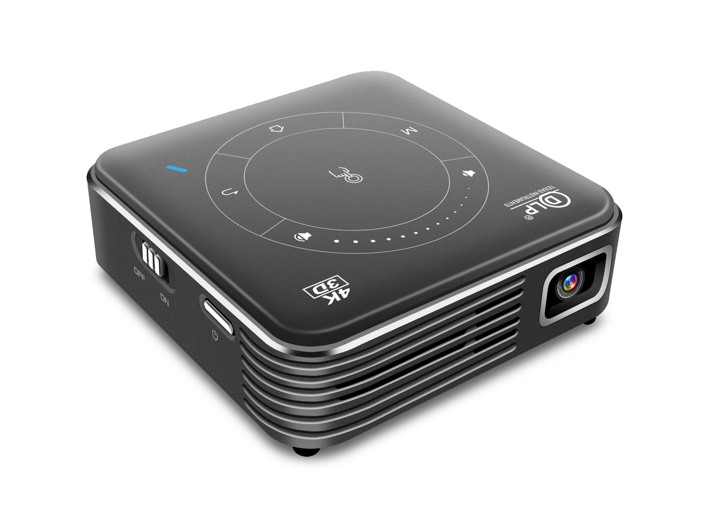 Mini 3D Portable Projector 4K DLP Android Smart Ceiling Car Outdoor Rechargeable Wifi Bluetooth Mobile With Battery Peaceful Pleasures Health and Wellness Gray 2G 16G AU Plug China Mainland