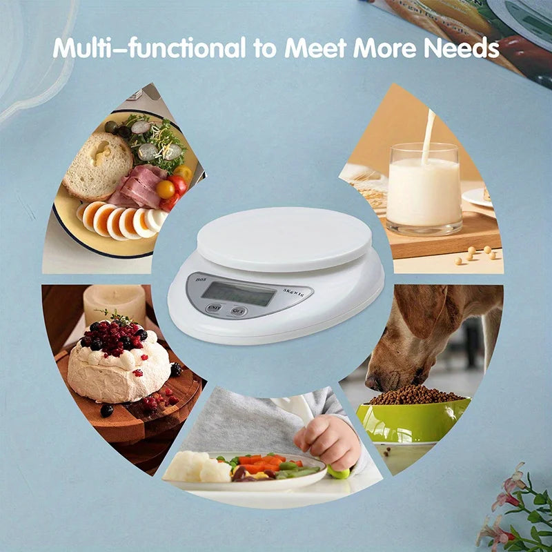 5kg Digital Kitchen Scale, Precision Food Scale with LCD Display, Tare, Non-Slip Base, Gram/Oz Scale for Cooking Baking Jewelry Peaceful Pleasures Health and Wellness