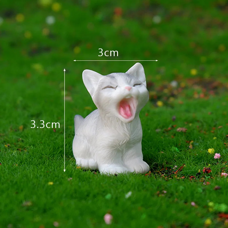 1PC Animal Miniature Fairy Garden Doll House Decoration DIY Micro Landscape Resin Cat Ornament Kitten Figurine Home Decor Peaceful Pleasures Health and Wellness 2 Grey Cat