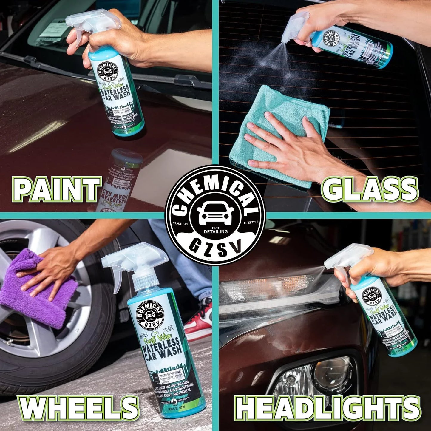 Chemical Swift Wipe Waterless Car Wash Safe for Cars Trucks Motorcycles RVs Peaceful Pleasures Health and Wellness