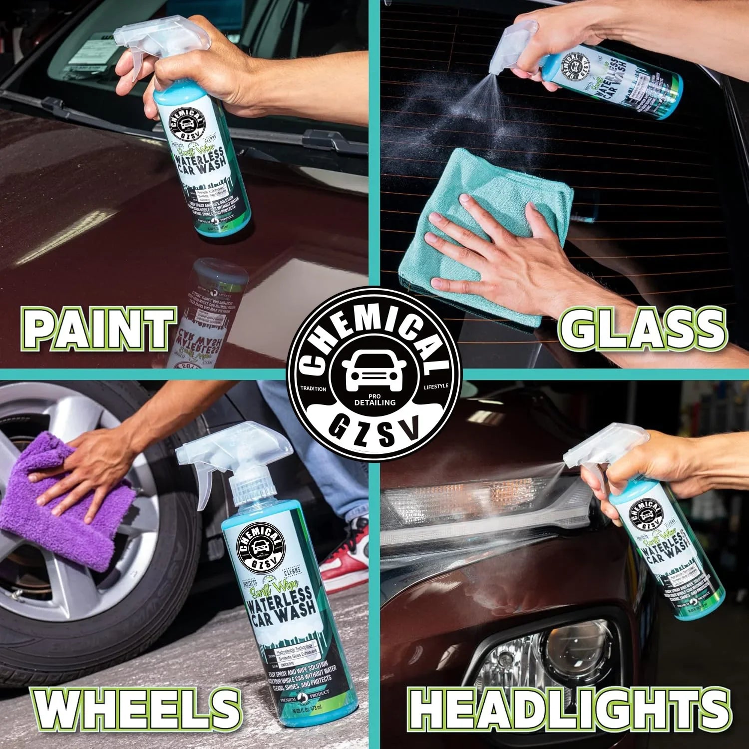 Chemical Swift Wipe Waterless Car Wash Safe for Cars Trucks Motorcycles RVs Peaceful Pleasures Health and Wellness