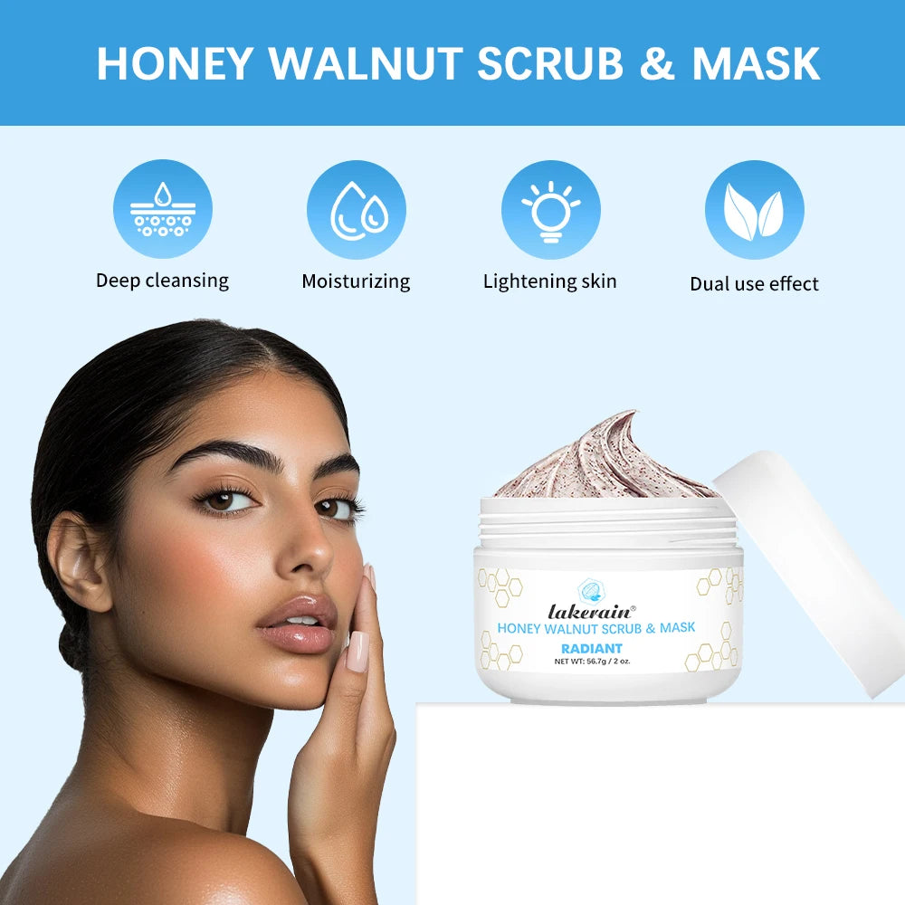 Facial Scrub & Face Exfoliator Mask Moisturizing Brightening Nourishing Deep Cleansing Honey Walnut Facial Exfoliants Skin Care Peaceful Pleasures Health and Wellness