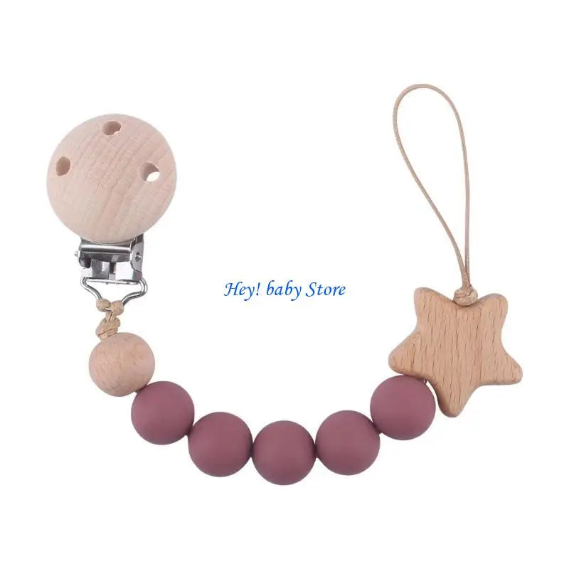 Baby Girl Pacifier Clip with Silicone Teething Beads | Soother Chain