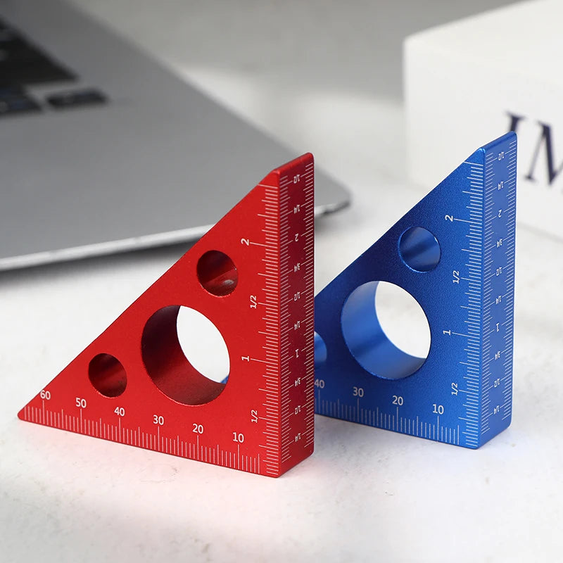Practical Blue/Red Aluminum Alloy Right Angle Marking Ruler 45/90 Degree Woodworking Carving Square Precision Angle Ruler Peaceful Pleasures Health and Wellness