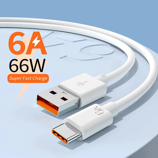 66W 6A USB Type C Super Fast Charging Cable Durable Reinforced Data Cord for Huawei Honor Xiaomi Samsung Phone Charger Peaceful Pleasures Health and Wellness 3pcs 2m