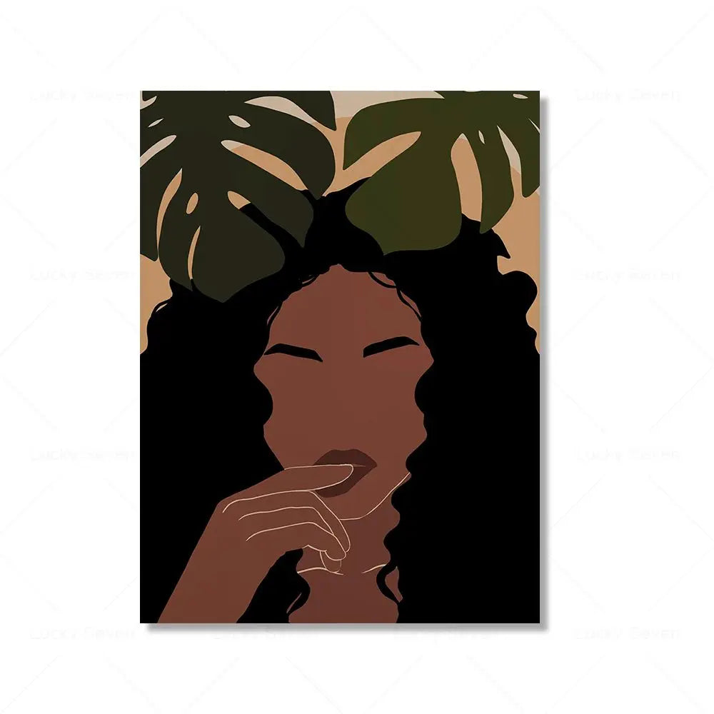 African Woman Reading Canvas Wall Art | Black Girl Poster