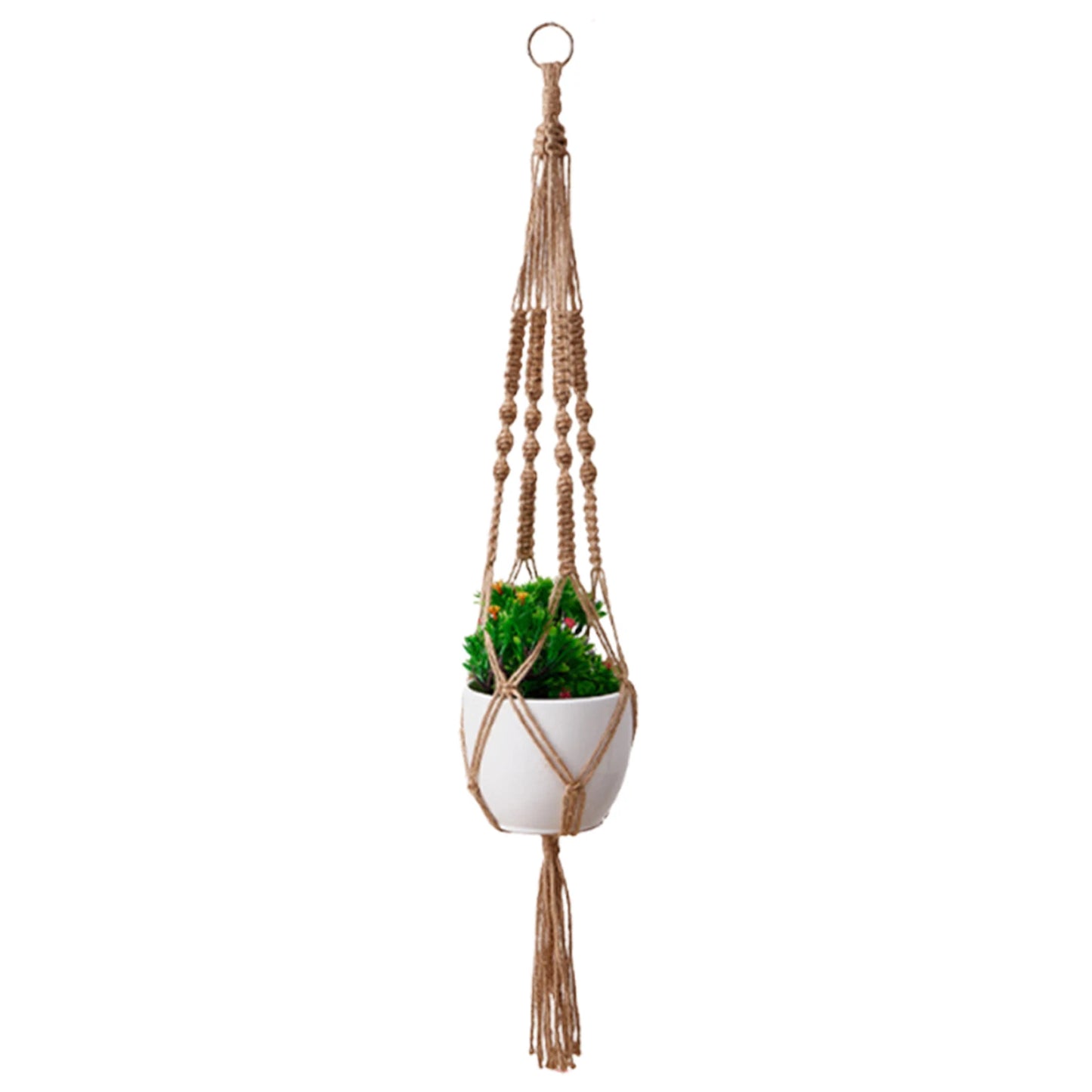Decorative Flower Pot Holder with Tassels Flower Pot Baskets Hanging Net (Pots Not Included) for Indoor Outdoor Boho Home Decor Peaceful Pleasures Health and Wellness Jute 90cm
