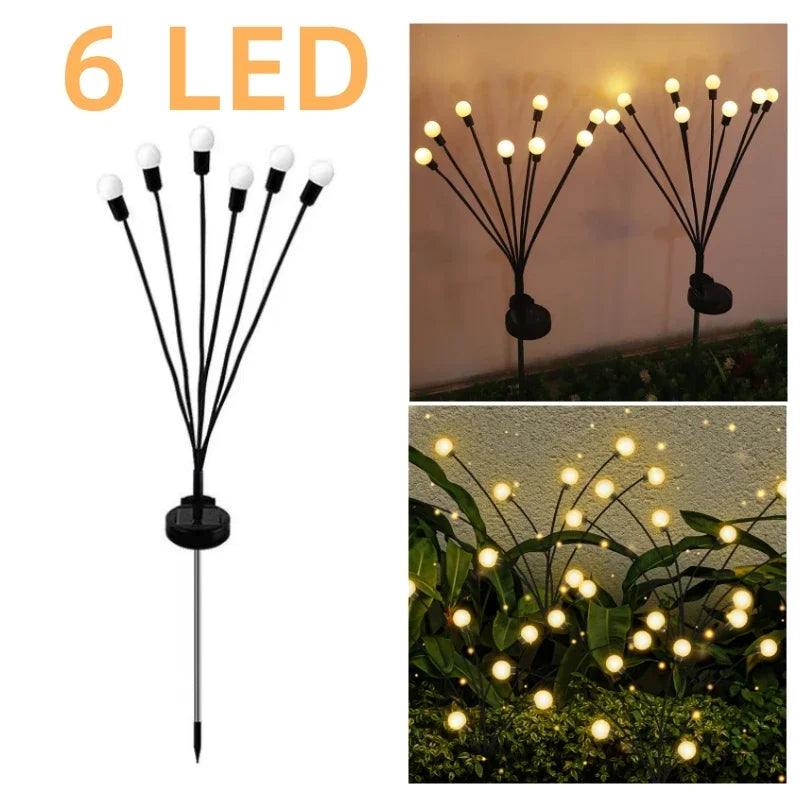 Solar Firefly Garden Lights 6/8/10 LED Swaying Outdoor Stakes