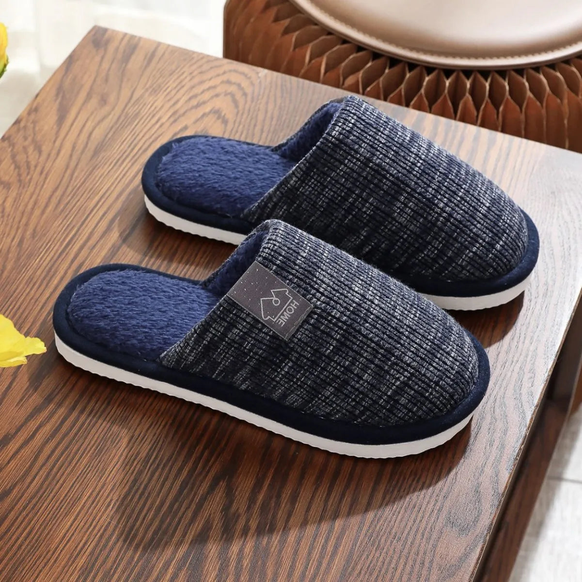 Men's Winter Plush Indoor Slippers – Warm Non-Slip House Shoes