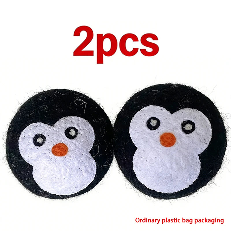 2/6Pcs XL size Reusable Wool Dryer Balls Clothes Softener Laundry Fleece Dryer Ball Kit Home Clothes Dryer Washing Machine Peaceful Pleasures Health and Wellness 2PCS Black Penguin