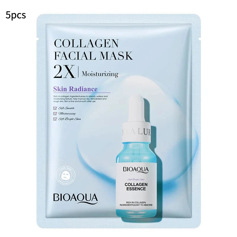 20pcs/5pcs Centella Collagen Face Mask VC Moisturizing Refreshing Sheet Masks Hyaluronic Acid Facial Mask Skin Care Products Peaceful Pleasures Health and Wellness COLLAGEN PROTEIN 5p