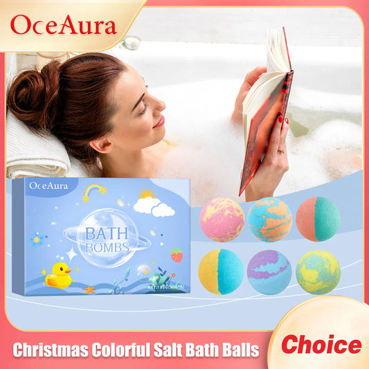 OceAura Christmas Bath Bombs | Moisturizing Spa Gift Set 180g Bath Bombs Gift Set Oasis Select 180g boxed