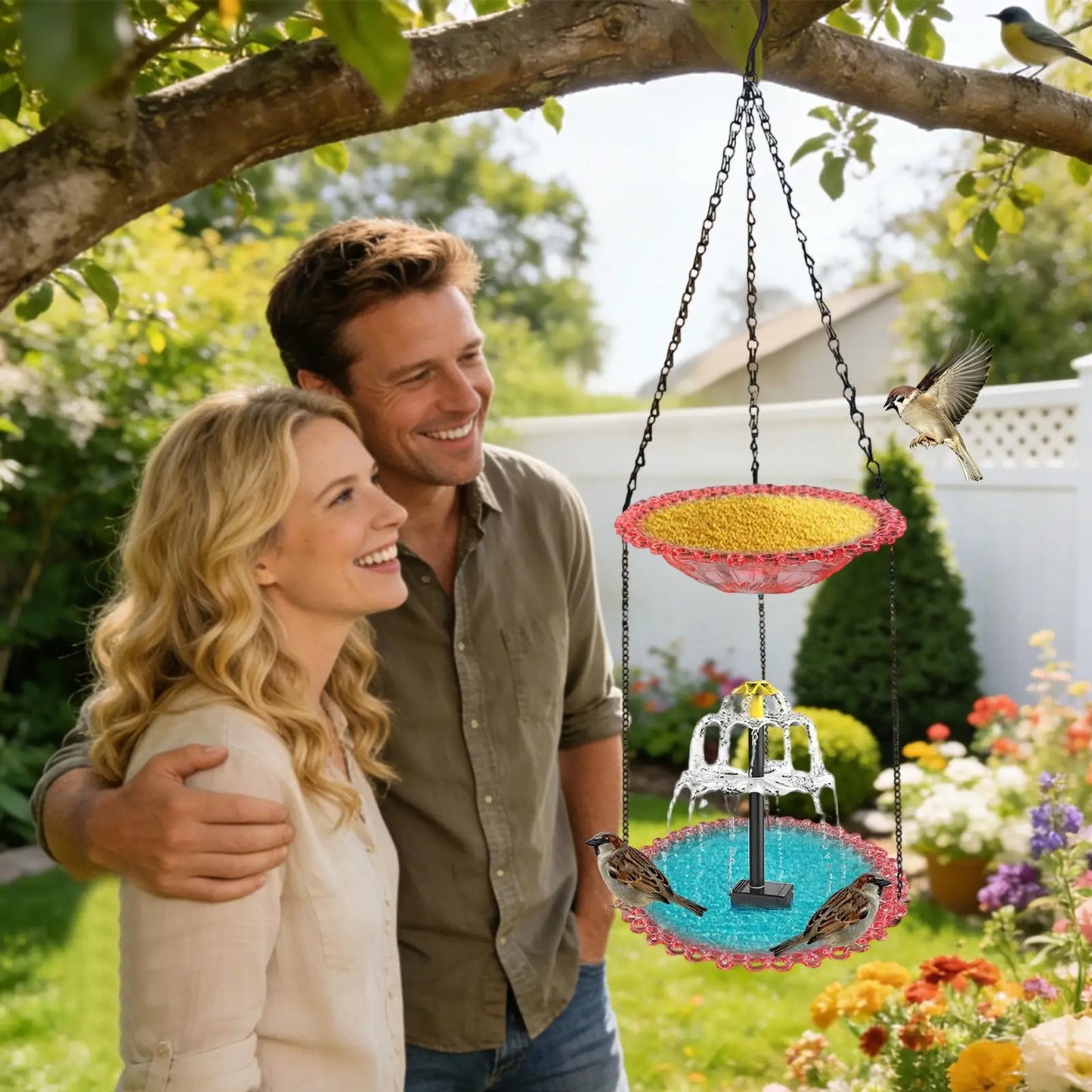 Solar Fountain for Bird Bath Solar Pump Foods Bowl Bird Bath Fountain Foods Feeder for Hummingbird Robin Sparrow Terrace Pillars Peaceful Pleasures Health and Wellness