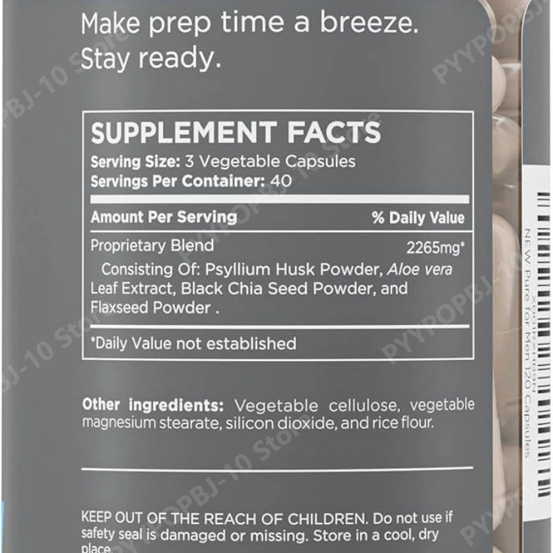 Psyllium Husk Fiber Capsules – Plant Based Vegan, 120 Caps