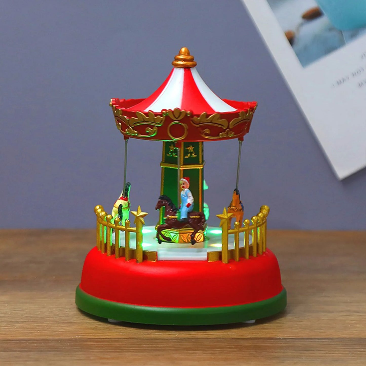 Glowing Music Carousel Ferris Wheel Christmas Gift Christmas Decoration Rotating Merry Go Round Without Batteries Peaceful Pleasures Health and Wellness