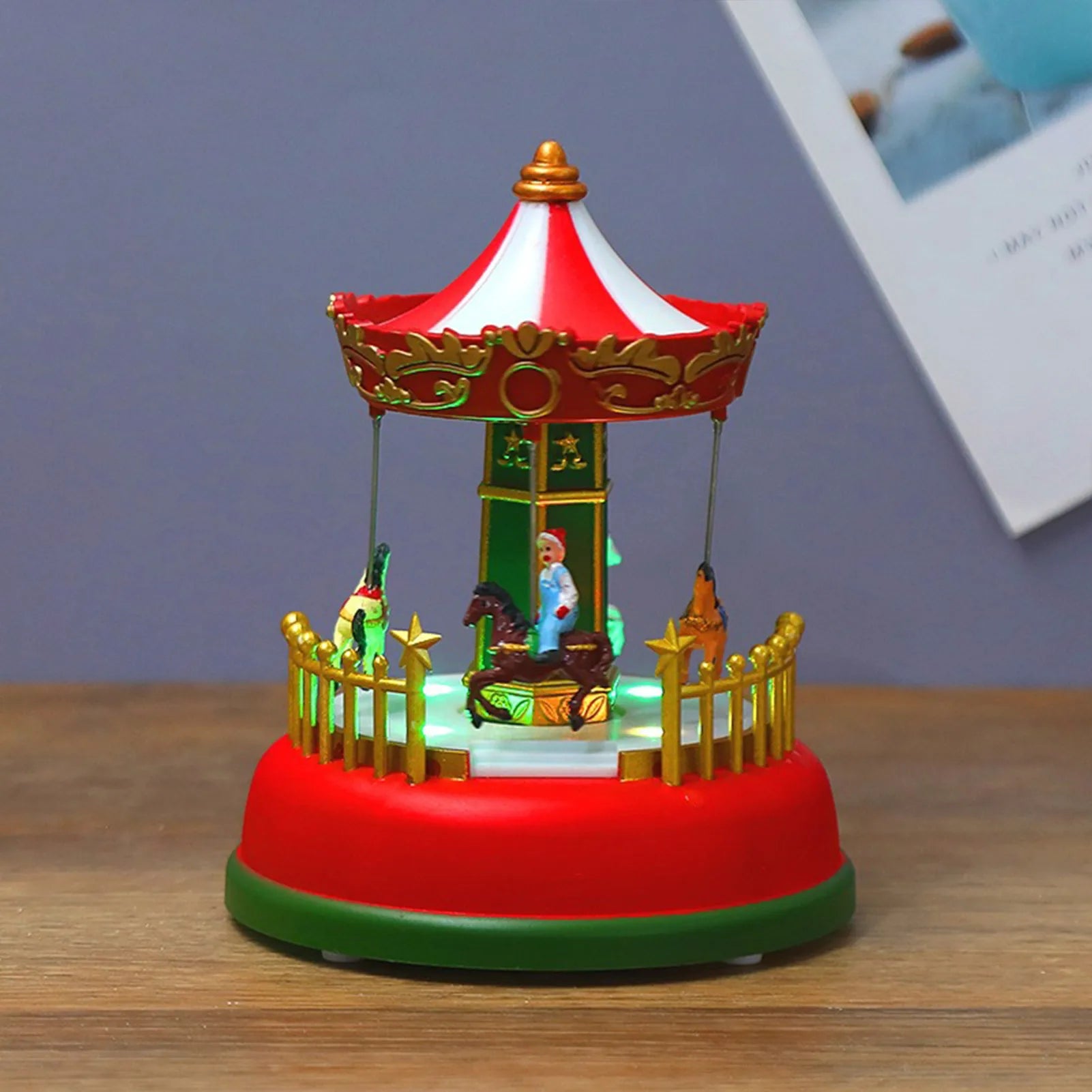 Glowing Music Carousel Ferris Wheel Christmas Gift Christmas Decoration Rotating Merry Go Round Without Batteries Peaceful Pleasures Health and Wellness