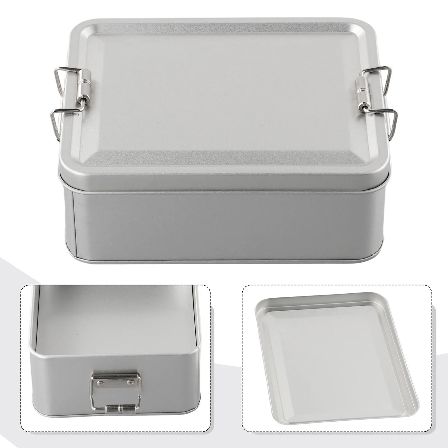 Tinplate Box Metal Storage Tins Tea Container Rectangular W Lids