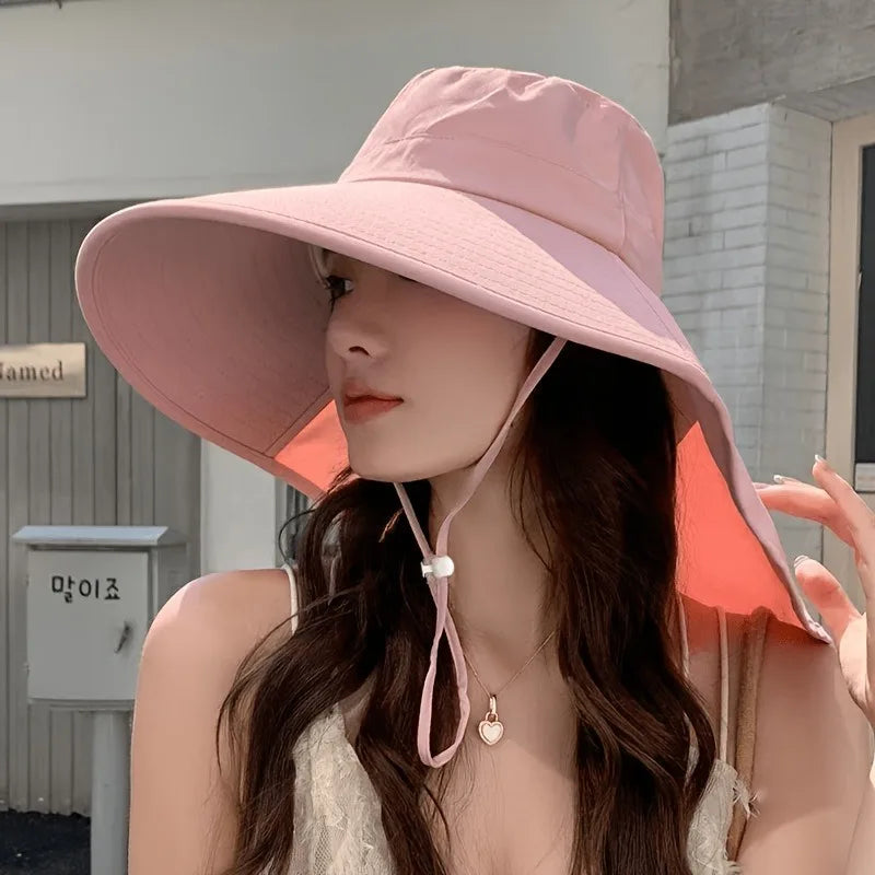 Wide Brim Sun Hat UV Protection Face Neck Cover | Unisex Wide Brim Sun Hat Peaceful Pleasures Health and Wellness pink