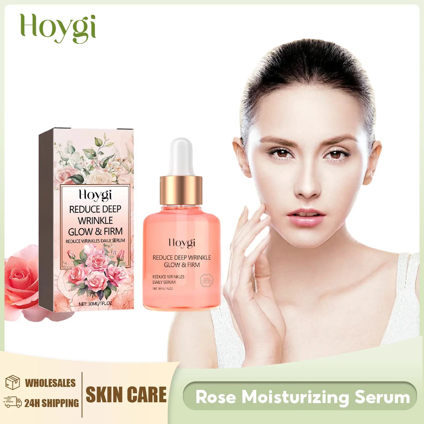 Rose Serum Moisturizing Shrink Pore Oil Control Anti Aging Hydration Rejuvenation Improve Dryness Brightening Nourishing Essence Peaceful Pleasures Health and Wellness