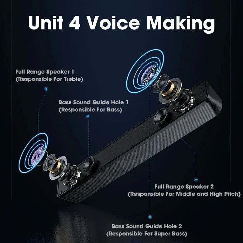 AyeBeau Bluetooth 5.3 Soundbar Speaker for PC, TV & Laptop