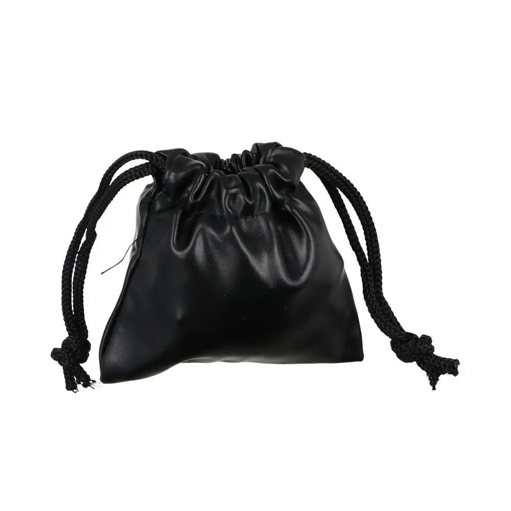 Travel PU Leather Headphone Bags Draw String Bag Dust-proof Headset Bag Black Drawstring Bag Men Women Peaceful Pleasures Health and Wellness