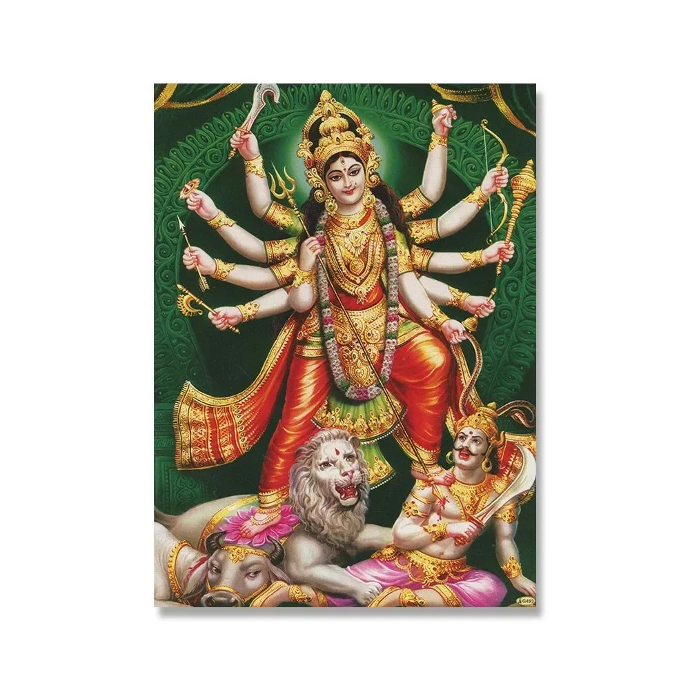 Shiva Parvati Poster Hinduism Religious Art Ganesha Canvas Painting Vishnu Printed Wall Picture Living Room Home Decoration Peaceful Pleasures Health and Wellness B 30x40cm