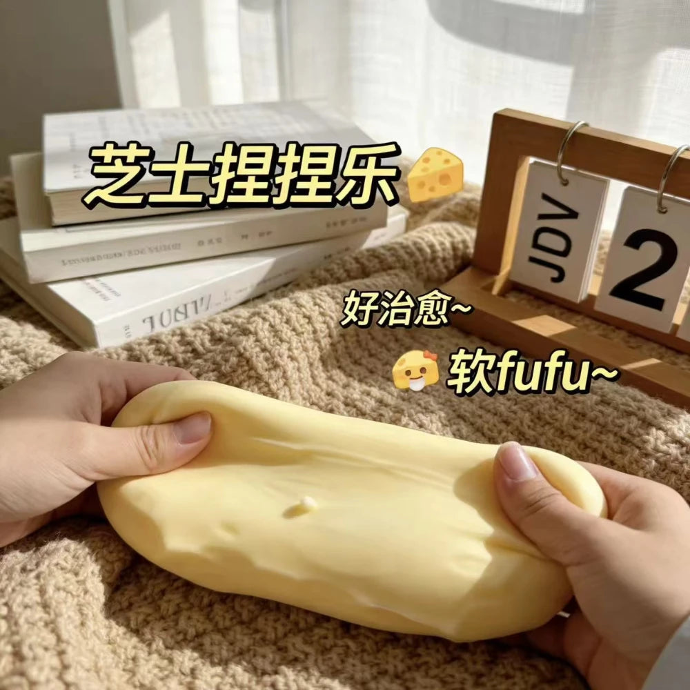Jumbo Cheese Cube Stress Ball Big Cheese Shapeable Squeeze Ball Non-Bounce Fidget Toy ASMR Sensory Anti-Stress Festival Gift Peaceful Pleasures Health and Wellness