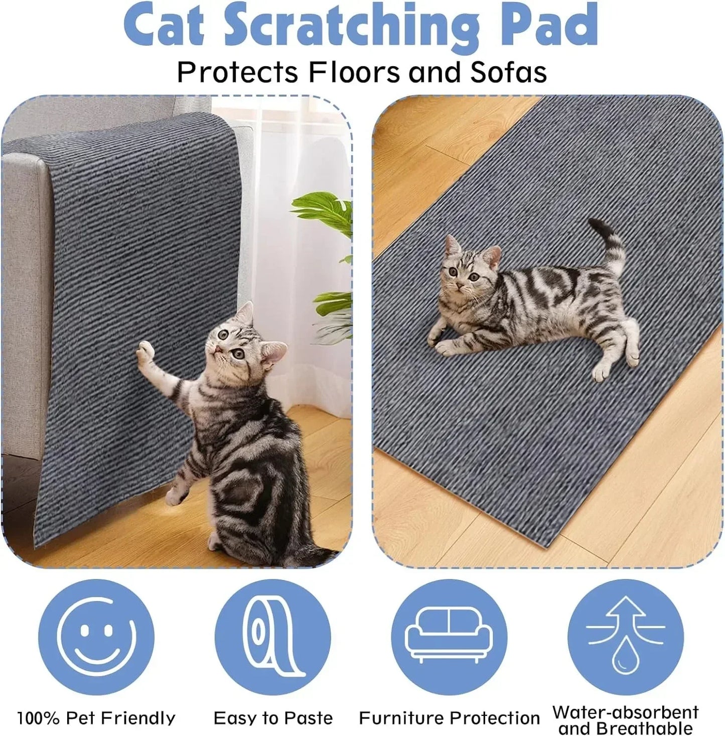 Self-Adhesive Cat Scratch Mat – Trimmable Furniture Protector