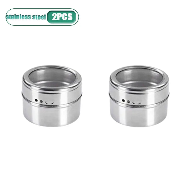 Magnetic Stainless Steel Spice Jars | Wall Mount BBQ Seasoning