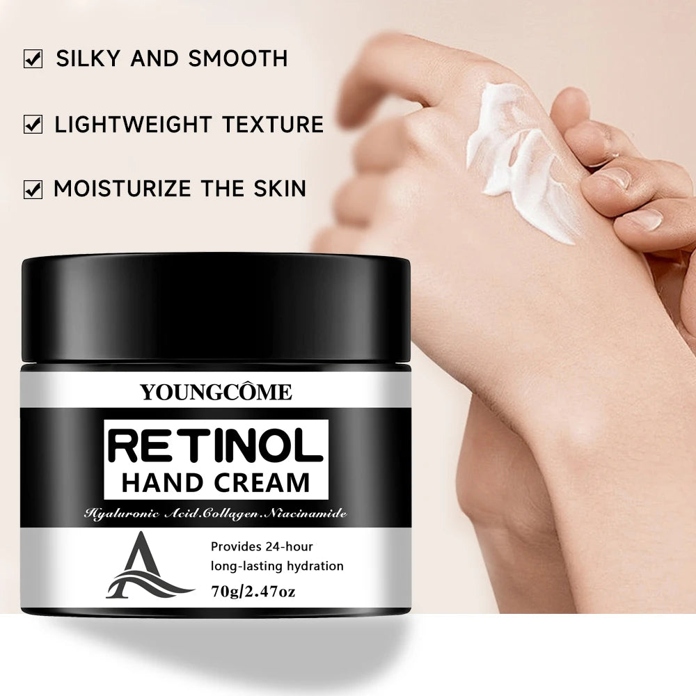 YOUNGCOME Retinol Hand Cream with Hyaluronic Acid & Collagen - 24-Hour Long-Lasting Hydrating Hand Moisturizer 40/70g Peaceful Pleasures Health and Wellness