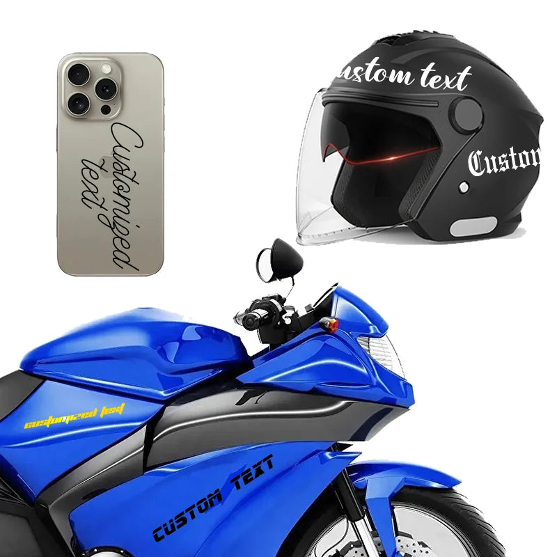 Custom Reflective Vinyl Name Sticker | Car Helmet Motorcycle Decal