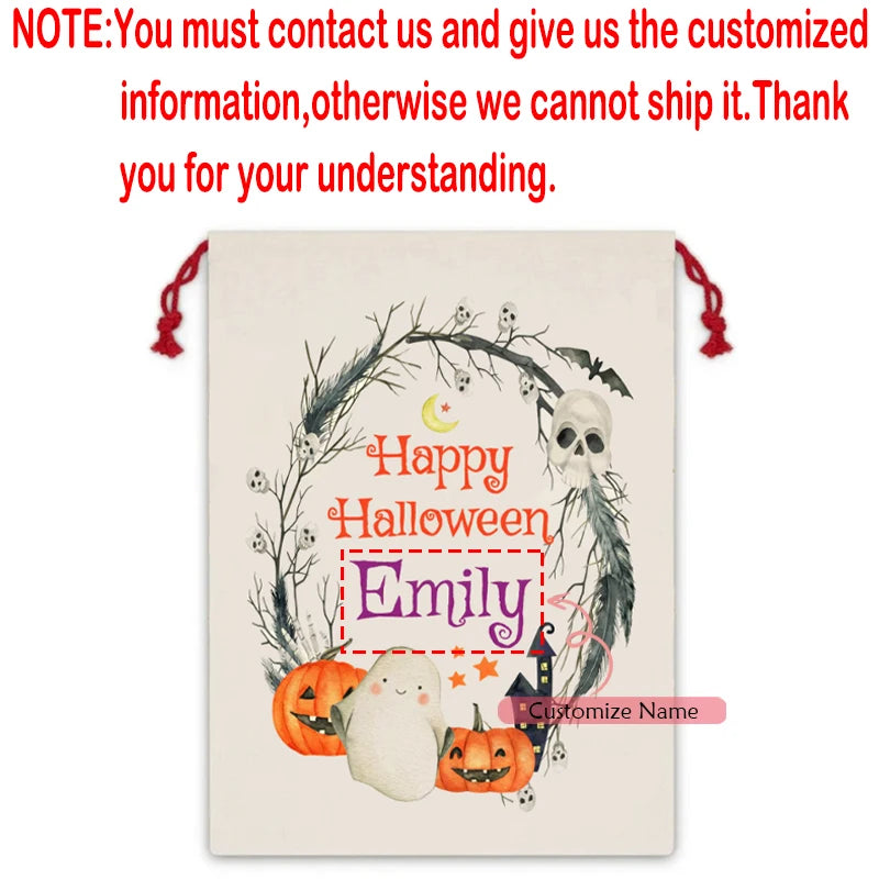 Personalized Halloween Drawstring Candy Bag – Custom Kids Gift Halloween Candy Bag Peaceful Pleasures Health and Wellness custom A 30x40cm