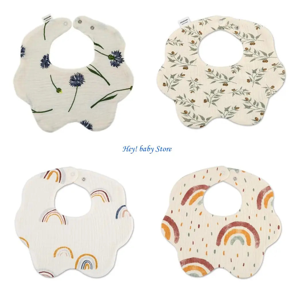 Cartoon Cotton Baby Bib | 360° Rotating Breathable Burp Cloth