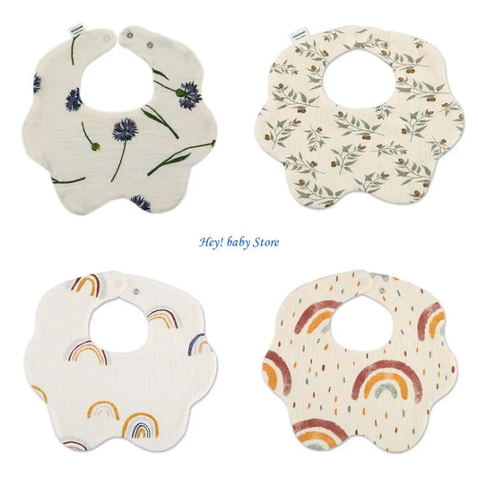 Cartoon Cotton Baby Bib | 360° Rotating Breathable Burp Cloth Baby Bib Peaceful Pleasures Health and Wellness