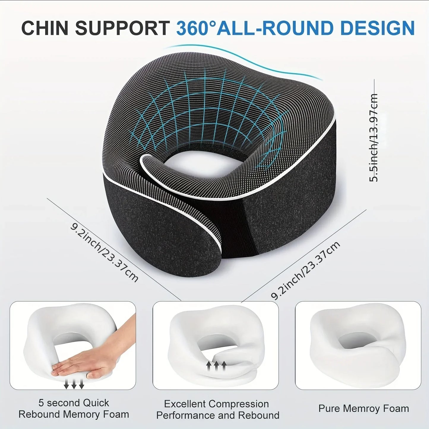 Memory Foam U-Shape Travel Neck Pillow – Snail Style Adjustable