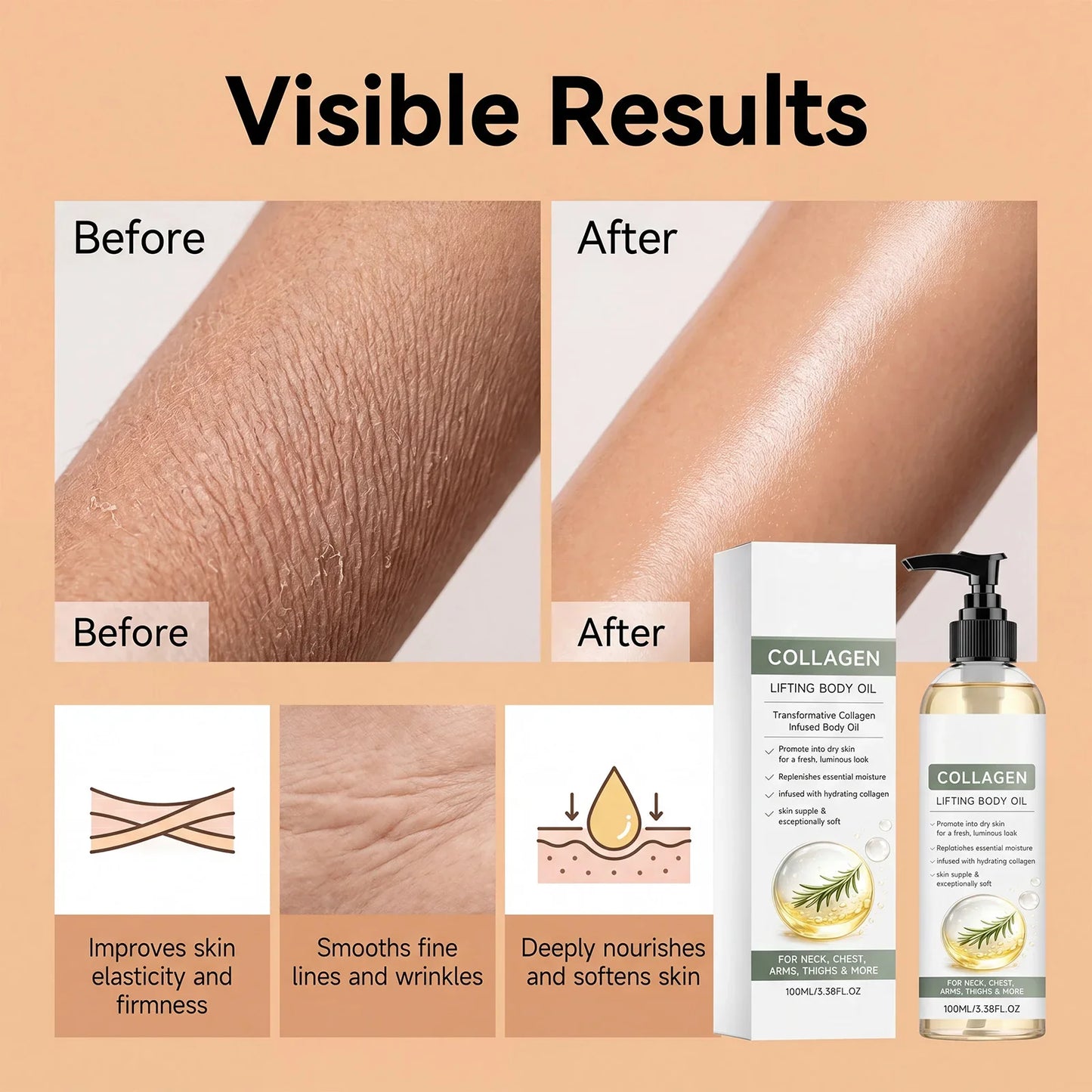 Collagen Body Oil – Firming, Hydrating & Non-Greasy 100ml