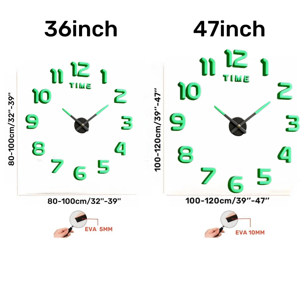 Large 3D Wall Clock Luminous Classic Wall Clocks DIY Digital Clock Wall Watches Stickers Silent Clock for Home Living Room Table Peaceful Pleasures Health and Wellness