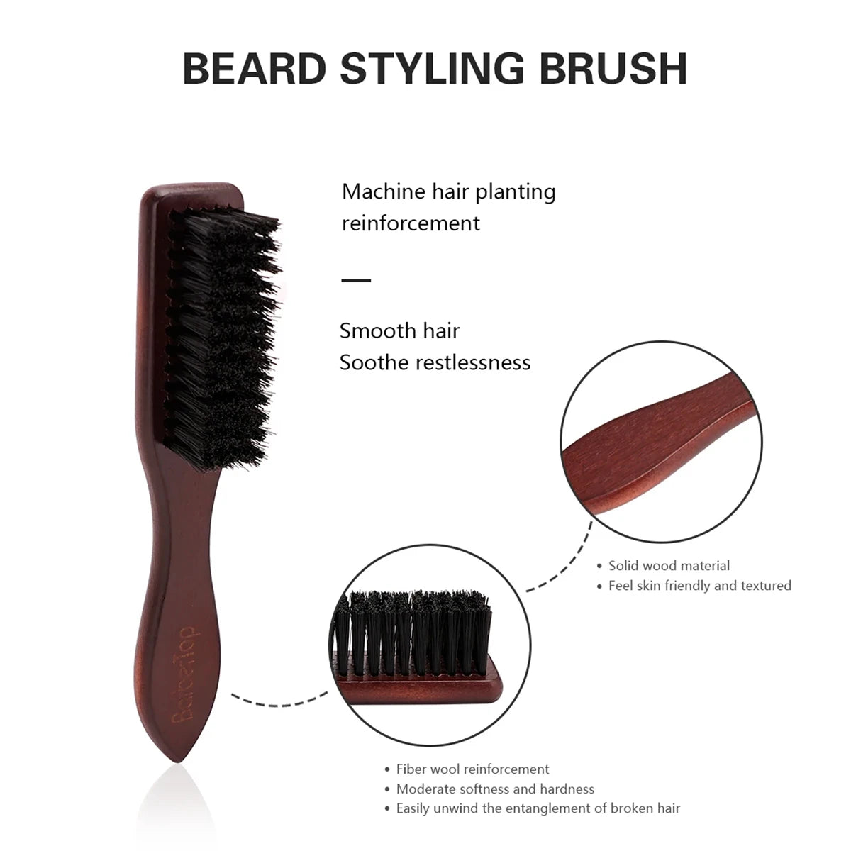 Barbershop Wooden Handle Boar Bristle Beard Brush Soft Hair Cleaning Brush Broken Hair Remove Comb Salon Men Beard Shaving Tools Peaceful Pleasures Health and Wellness
