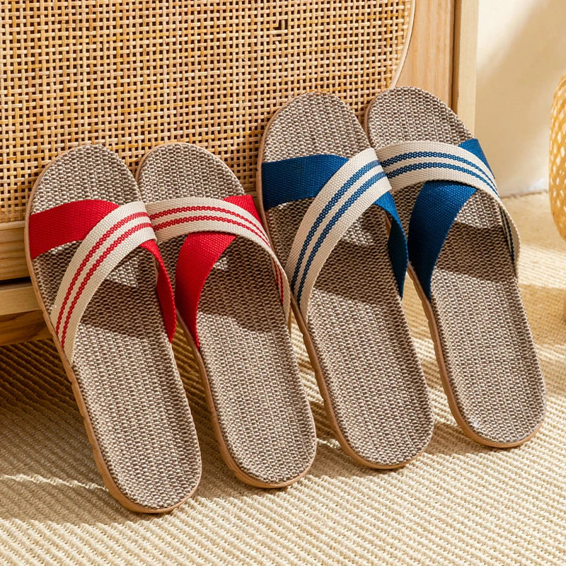 Men's Linen Slippers – Non-Slip Casual Indoor & Outdoor Slides