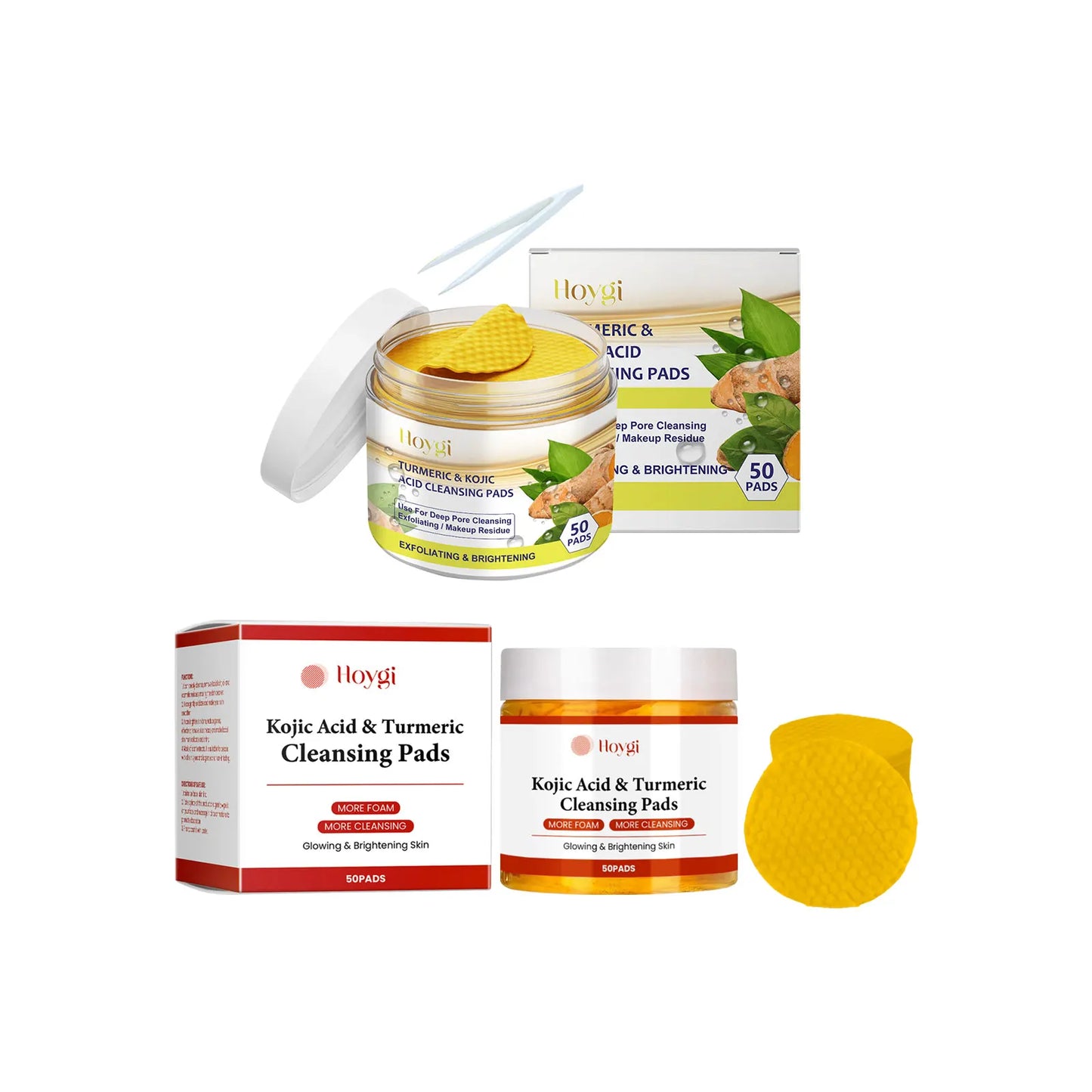 Turmeric Kojic Cleansing Pads for Face Fade Dark Spots Brighten Exfoliating Shrink Pores Oil Control Brighten Cleanser Skin Care Peaceful Pleasures Health and Wellness All