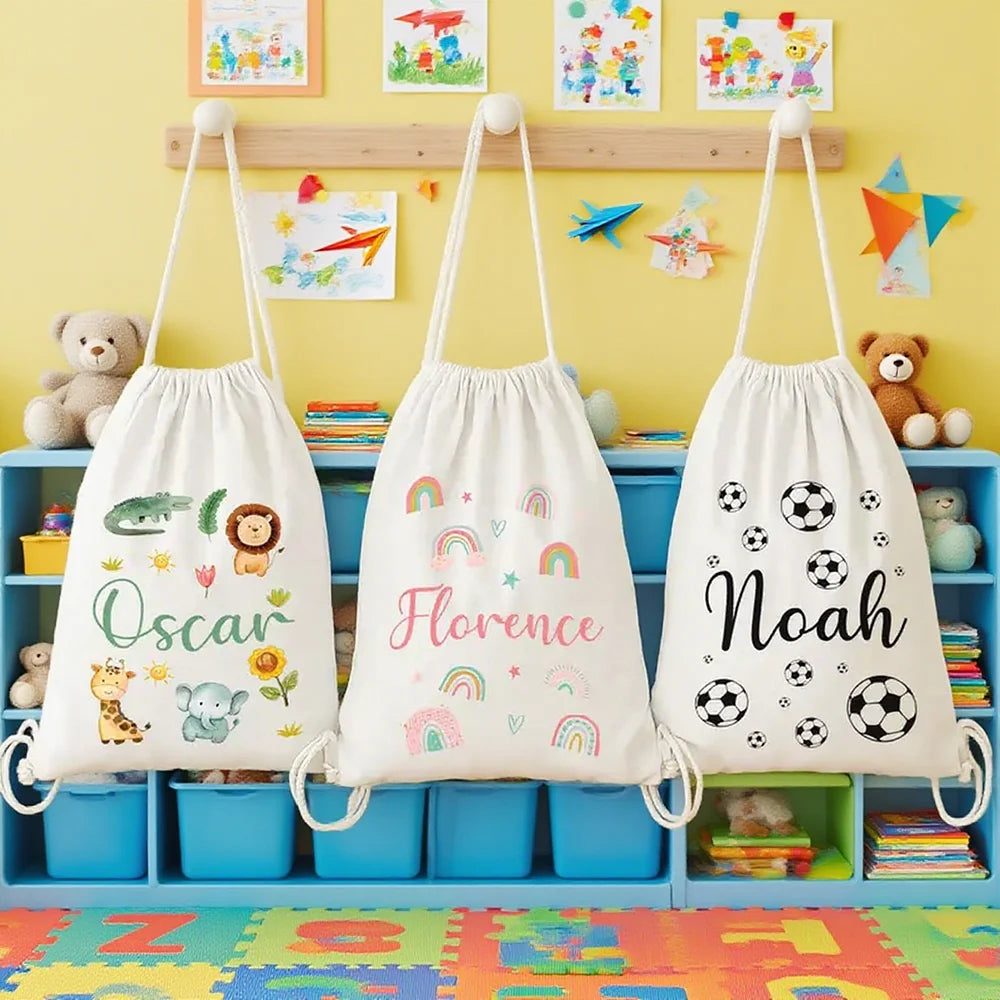 Personalised Kids Drawstring Bag | PE Gym Swimming School Bag