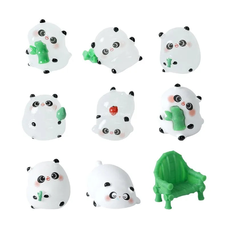 1Pcs Panda Resin Figurine Animal Model DIY Home Decor Miniature Fairy Garden Decoration Accessories Modern Desk Decoration Peaceful Pleasures Health and Wellness